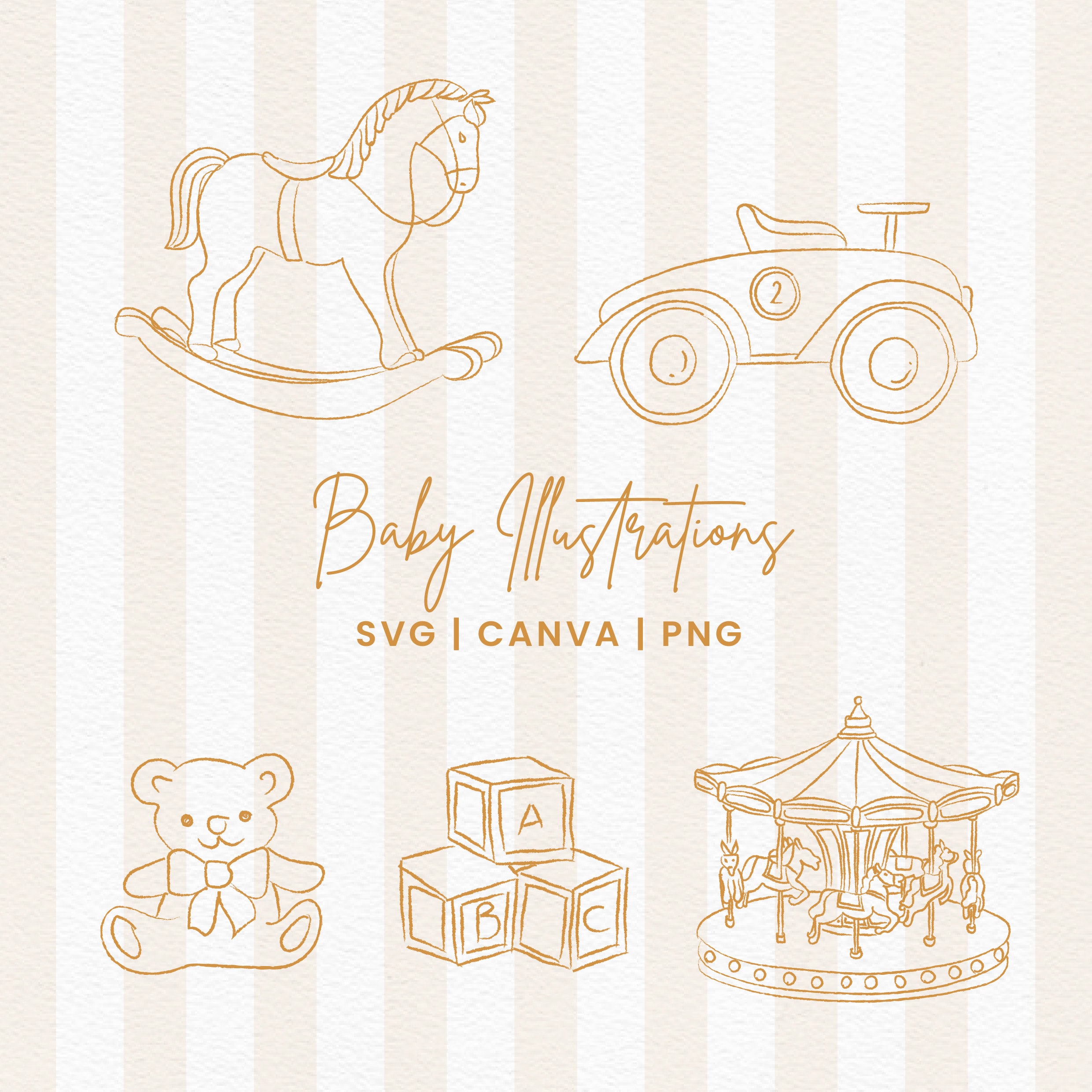 Digital Download // Baby Toys SVG, Baby Line Art, Cutfile for Cricut, PNG, Baby Graphics for Invitation, Illustration, Line Drawing Invite