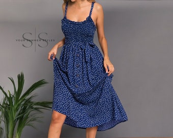 Jolie robe d'été - Robe en lin pour l'été, Mode tendance pour femme, Manches courtes, Coupe ample décontractée, Look chic et confortable, Cadeau pour elle