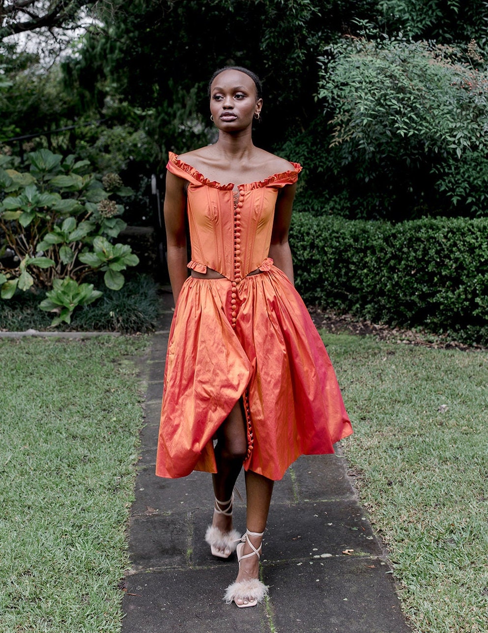Premium Soft Satin Skirt Burnt Orange main image 0