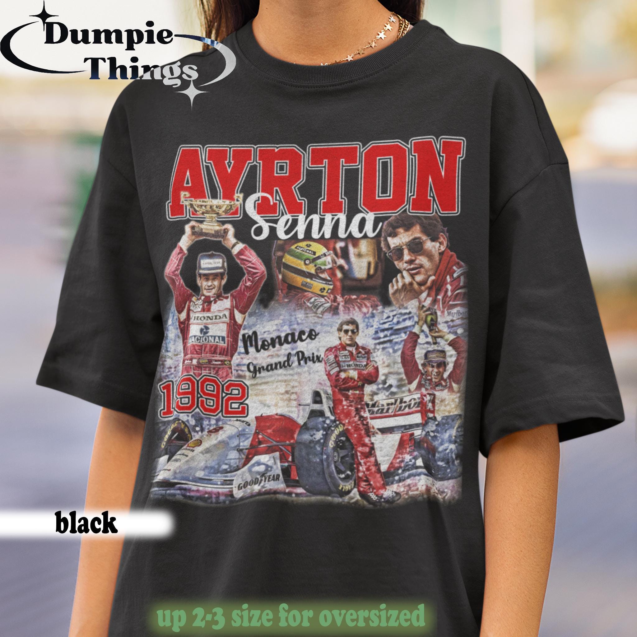 T-shirt Ayrton Senna Noir - Taille S à 5XL - Neuf Avec étiquettes