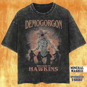 Vintage Wash Demorgon T-Shirt, Welcome To Hawkins Graphic Fan T-Shirt
