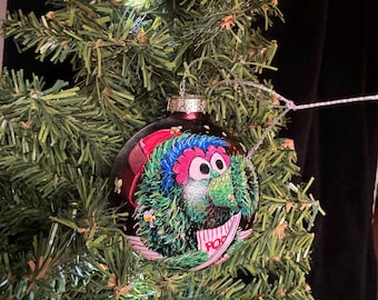 Phillies Phanatic Ornament: Hand-Painted 2.5" Glass Ball