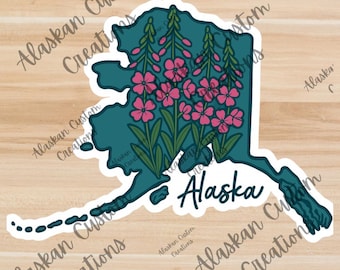 Alaska Fireweed Logo Digital Download | Alaska State Outline Art | Wildflower Nature Digital Design