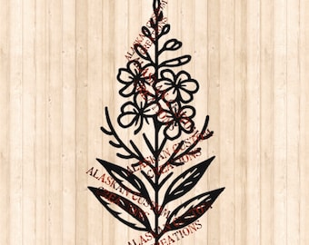 Alaskan Wildflower Simple Fireweed Digital Image Laser Engraving SVG/PNG/PDF