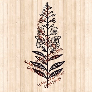 Alaskan Wildflower Simple Fireweed Digital Image Laser Engraving SVG/PNG/PDF