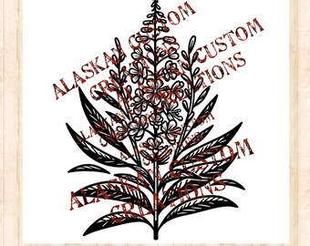 Alaskan Wildflower Fireweed Digital Image Laser Engraving SVG/PNG/PDF
