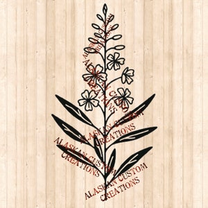 Alaskan Wildflower Simple Fireweed Digital Image Laser Engraving SVG/PNG/PDF