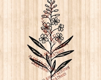 Alaskan Wildflower Simple Fireweed Digital Image Laser Engraving SVG/PNG/PDF