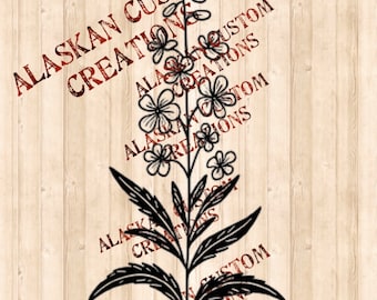 Alaskan Wildflowers Digital Image of Fireweed Laser Engraving SVG/PNG/PDF