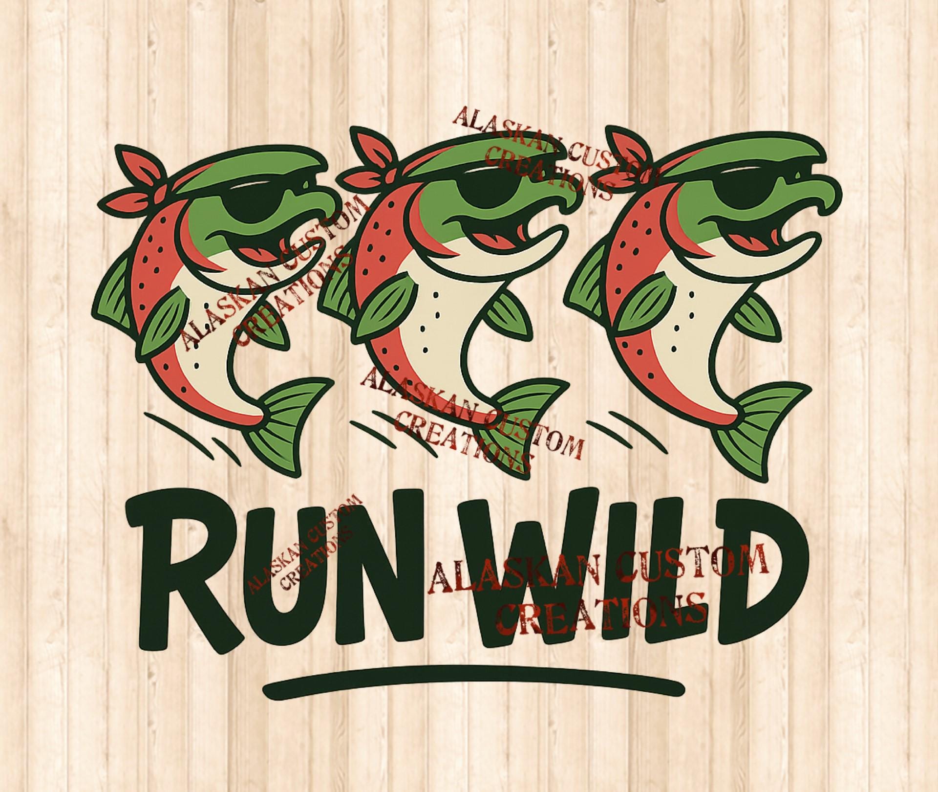 Run Wild Alaskan Salmon Sticker Funny Cartoon Sockeye With Sunglasses ...