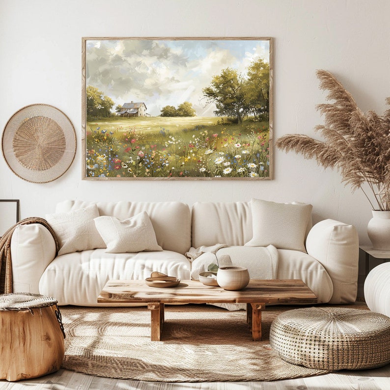 Spring Landscape Oil Painting Printable Country & Farmhouse Wall Art ...