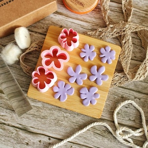 Retro Flower Clay Cutters Set: 3D Printed Polymer Clay Earring Tools