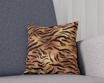 Coussin carré pour décoration d'intérieur à rayures de tigre et imprimé graphique