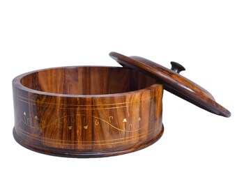 Olla caliente de madera hecha a mano, ollas calientes hechas a mano, decoración del hogar, regalo para ella, utensilios de cocina, cocina y comedor, caja de almacenamiento de cocina, caja de pan de madera, regalos