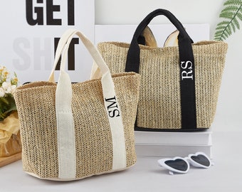 Personalized Burlap Tote Bag, Bridesmaid Tote Bag, Custom Straw Bag, Bride Bag, Gifts for Her, Hen Party Bag, Bachelor Gift, Summer Bag