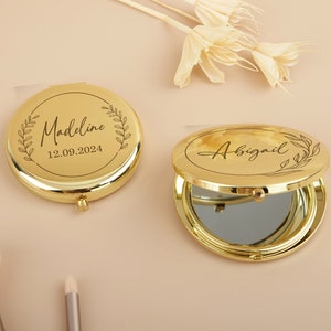 Custom Engraved Compact Mirror, Pocket Makeup Mirror, Bridesmaid Proposal Gifts, Birthday Gifts, Gift for Mom, Hen Party Gift, Wedding Favor image 1
