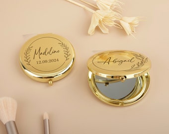 Custom Engraved Compact Mirror, Pocket Makeup Mirror, Bridesmaid Proposal Gifts, Birthday Gifts, Gift for Mom, Hen Party Gift, Wedding Favor