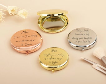 Miroir compact personnalisé, cadeau de mariage pour maman et sa fille, cadeau pour maman, miroir de poche gravé, cadeau pour la mère de la mariée, mère du marié