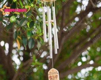 Campana de viento de flor de nacimiento personalizada, campana de viento del jardín de mamá, decoración floral del jardín de mamá, accesorios al aire libre, regalo del Día de la Madre