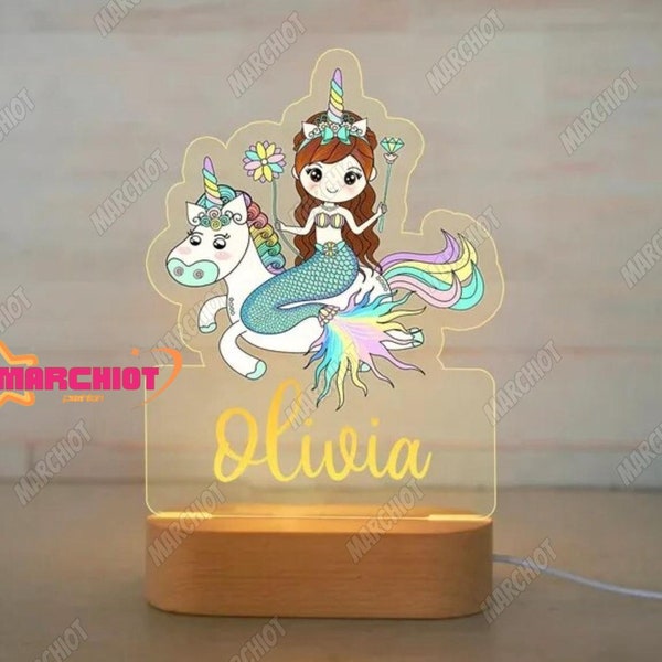 Custom Unicorn Night Light, Children's Light, Kids Bedrooms, Custom Night Light, Unicorn Lamp, Unicorn Lover Gift, Mermaid Night Light