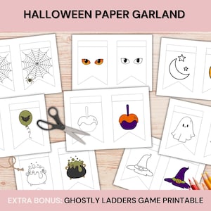 DIY Printable Halloween Garland - Easy Cut Out Halloween Decorations - Instant Download A4 PDF + Bonus Game