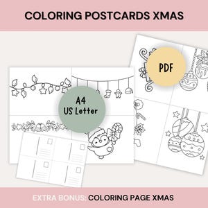 Lindas postales navideñas para colorear, 8 diseños, hojas para colorear navideñas fáciles como obsequio, tarjetas navideñas imprimibles, actividad navideña de bricolaje con cálidos deseos