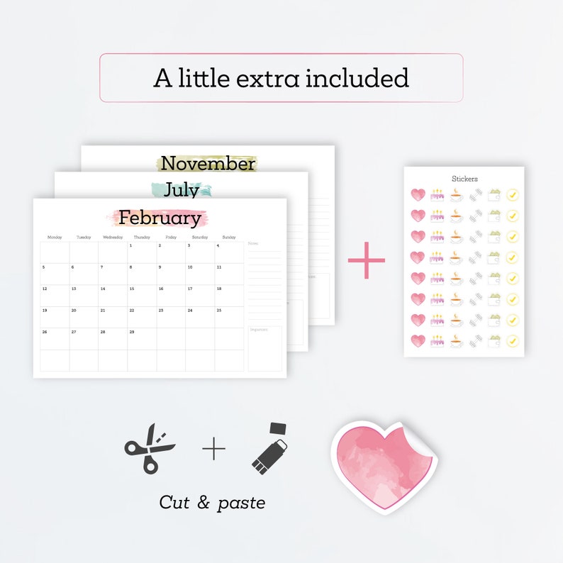 Printable Calendar Monthly Planner 2024 A4, Letter Size Landscape