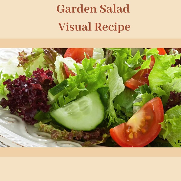 Garden Salad Visual Recipe Card | Step-by-Step Visuals | Healthy Eating Guide | Digital Download