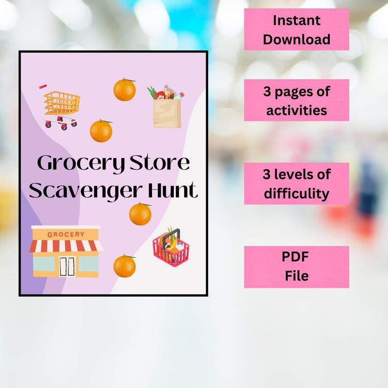 Printable Grocery Store Scavenger Hunt Kit: 3 Levels (PDF Pattern) - Etsy