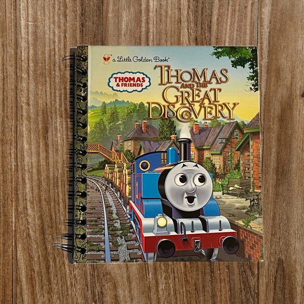 Thomas The Tank Thomas's Great Adventure upcycled Journal, Repurposed Little Golden Book Spiral Notebook, gift for kids, Thomas journal