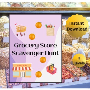 Printable Grocery Store Scavenger Hunt Kit: 3 Levels (PDF Pattern)