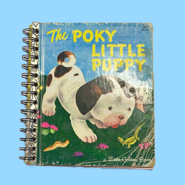 The Pokey Little Puppy upcycled Journal, Repurposed Little Golden Book Spiral Notebook, gift for kids,Nostalgic childhood memories