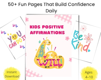 Kids Affirmation Book Printable | Positive Affirmations for Kids PDF, Confidence Builder, Daily Mindset Activity for Children