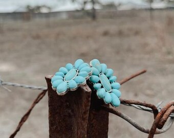 BIG turquoise conch studs