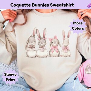 Coquette Sweatshirt For Her Cute Rabbit Graphic Jumper Coquette Bunnies Oversized Sweater Streetwear For Coquette Bunny Lover