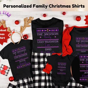 Personalisierte Familie Passende Weihnachts-T-Shirts für Benutzerdefinierte Familien-Shirts für Weihnachten Passende Team-Shirts Niedliche kundenspezifische Weihnachtshemden
