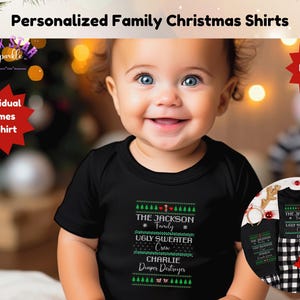 Personalisierte Familie Passende Weihnachts-T-Shirts für Benutzerdefinierte Familien-Shirts für Weihnachten Passende Team-Shirts Niedliche kundenspezifische Weihnachtshemden