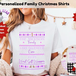Familie Passende Weihnachts-T-Shirts Personalisierte Familien-Hemden Benutzerdefinierte Hemden für Weihnachten Passende Team-Shirts Niedliche Weihnachts-kundenspezifische Hemden