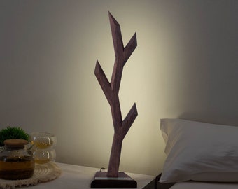 Wood Bedside Lamp: Contemporary Table & Desk Illuminator, Reading Companion, Nighttime Glow, LED Accent Light