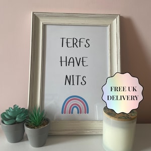 Trans rights artwork - Anti TERFS Wall Art - Trans woman are women  - Gift for trans friend of trans joy - Funny artwork LGBTQ+
