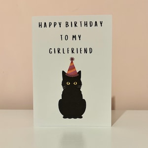 Carte d'anniversaire petite amie lesbienne chat noir A6