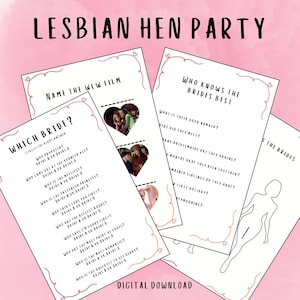 Lesbian Hen Party Games | WLW Bachelorette Night Pack | Mrs and Mrs Hen Night Digital Download | Lesbian Party Decor and Queer Games