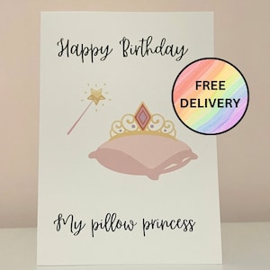 Kissen Prinzessin Geburtstagskarte - Lustige Karte für lesbische Freundin - humorvolle Karte - A6 Format