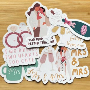 Lot d'autocollants Mrs & Mrs - Cadeau de mariage lesbien - Accessoires de papeterie pour deux mariées - Cadeau pour femme et femme - Mariage gay de deux femmes