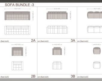 Sofagarnitur-Bundleplan DWG/CAD, Sofa mit Draufsicht, Möbelplan, Architekturplanelemente, Architekturvorlagen, Möbelblock, CAD-Block