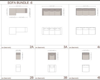 Sofa Set Bundle plan DWG/CAD, Top view sofa, Furniture plan, Architecture plan items, Architecture templates, Furniture block, Cad Block