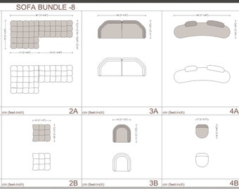 Sofa Set Bundle plan DWG/CAD, Top view sofa, Furniture plan, Architecture plan items, Architecture templates, Furniture block, Cad Block