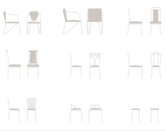 Pacchetto CAD di elevazione della sedia: 9 modelli DWG/PDF