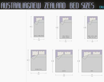 Disegno CAD delle dimensioni del letto in Australia e Nuova Zelanda (dwg, pdf, png, jpg)