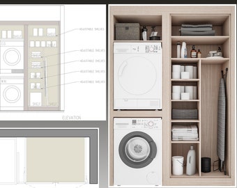 Wäscheschrank-Projekt DWG, Schrank 3D-Rendering, Schrankentwurf, Schrank-Architekturzeichnung, Schrank-CAD, Schrankdateien, Wäscheschrank-Design